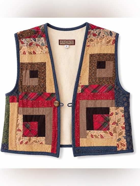 Double D Ranch Jackets & Blazers - Double D Ranch Wear Patchwork Quilt Vest 100% Cotton Western Size Large